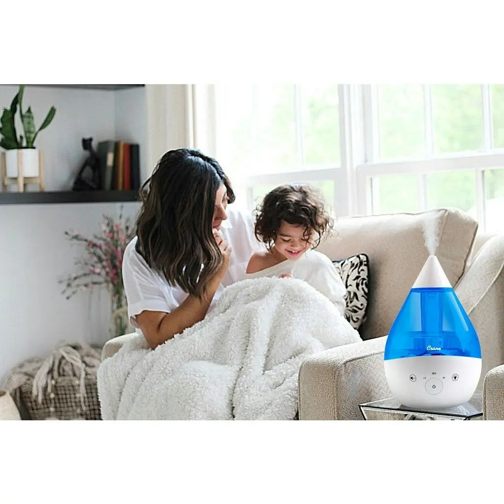 Crane 4 in 1 Top Fill Drop Humidifier w Sound Machine - Blue/White