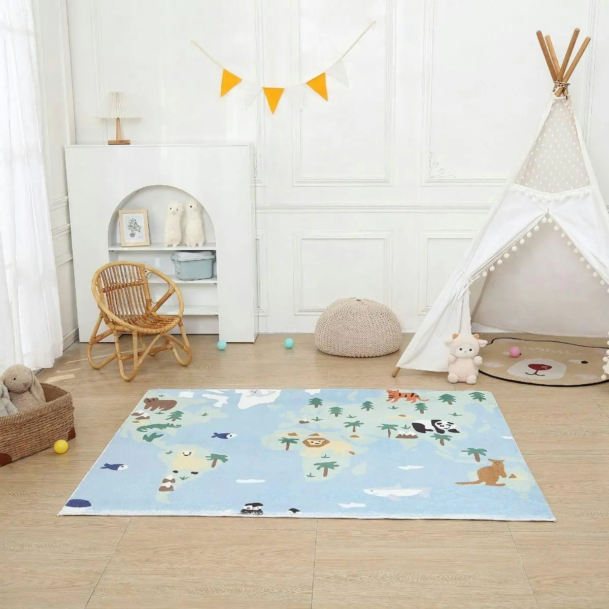 All 4 Kids World Animal Map Rug