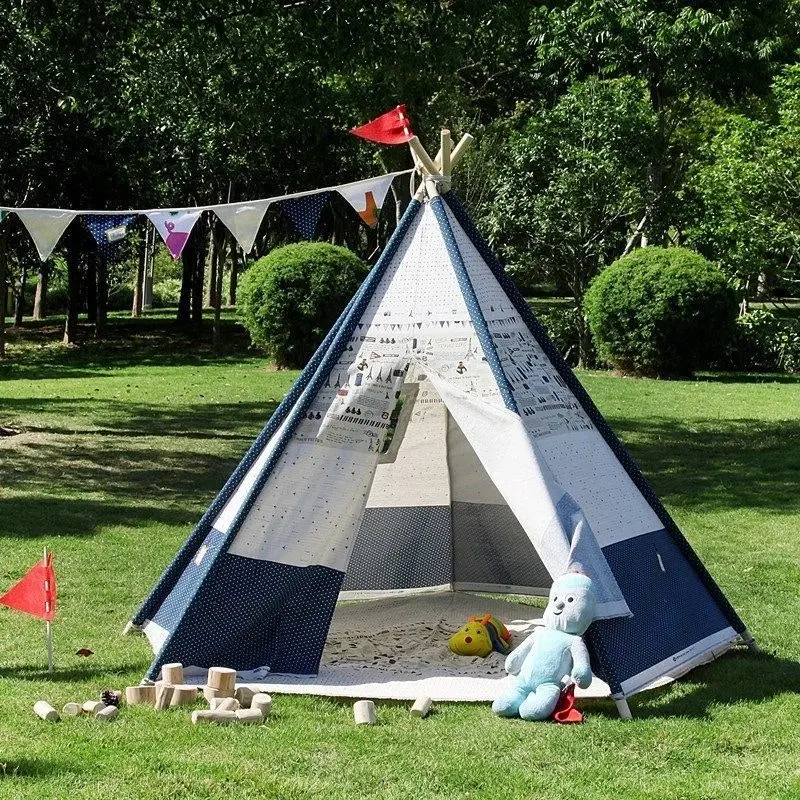 All 4 Kids James Cotton Canvas Kids Plane Pentagon Teepee Tent