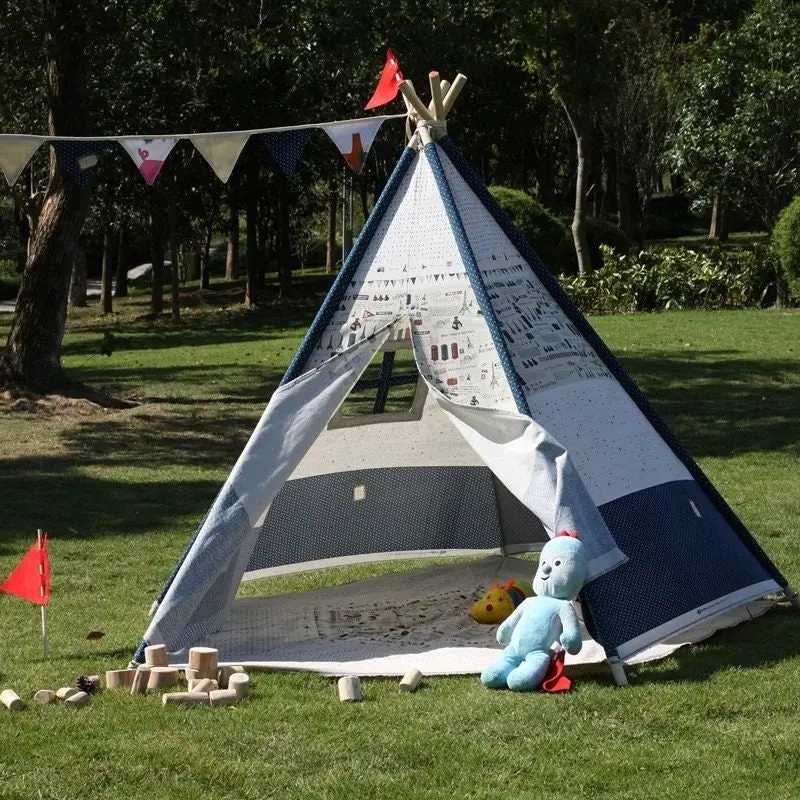 All 4 Kids James Cotton Canvas Kids Plane Pentagon Teepee Tent