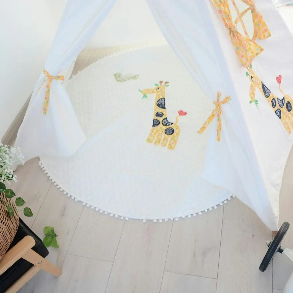 All 4 Kids Penelope Cotton Canvas Kids Elephant Pentagon Teepee Tent