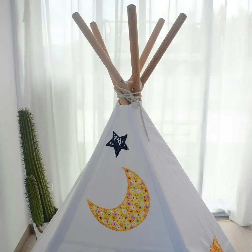 All 4 Kids Penelope Cotton Canvas Kids Elephant Pentagon Teepee Tent