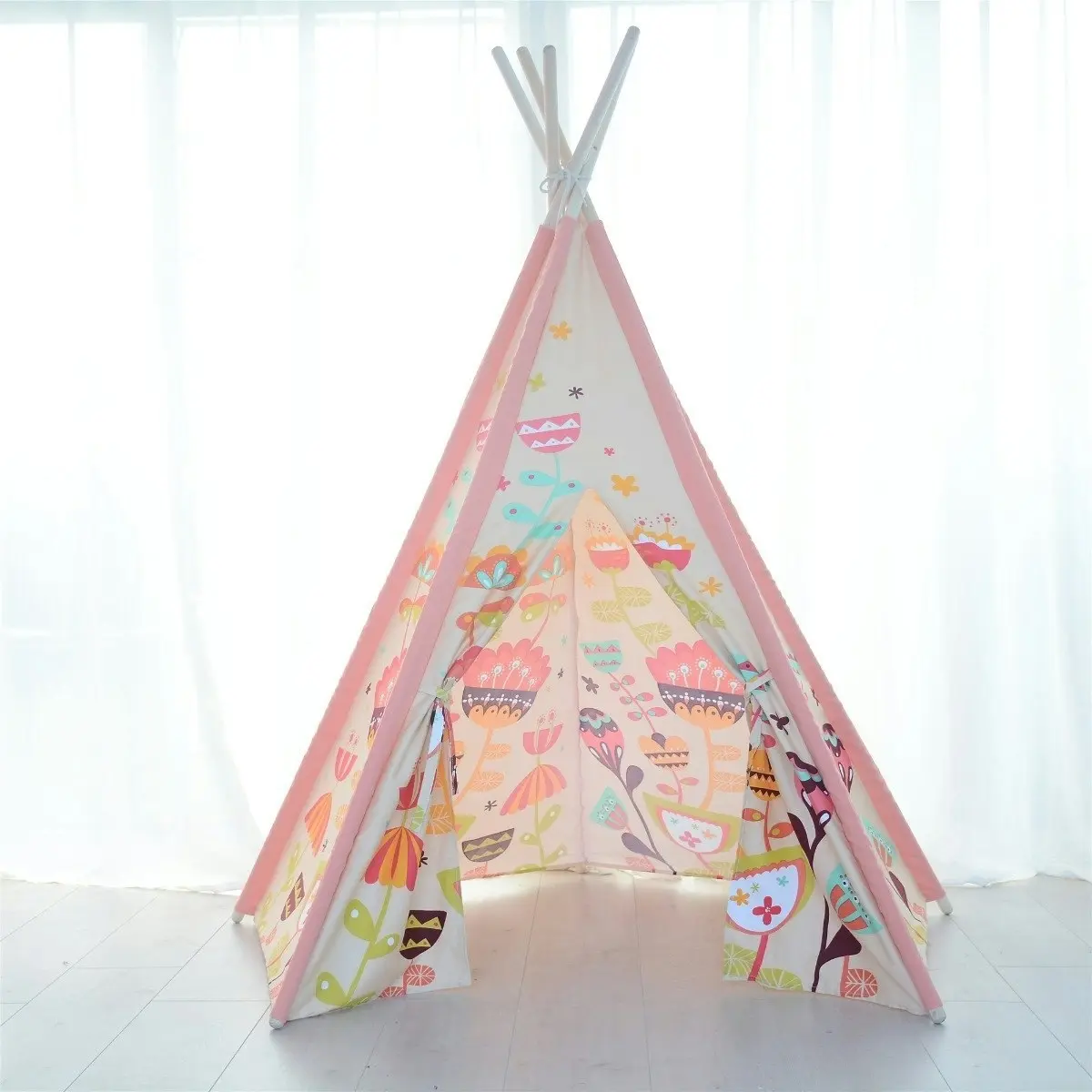 All 4 Kids Nora Large Pink Blooming Kids Teepee Tent