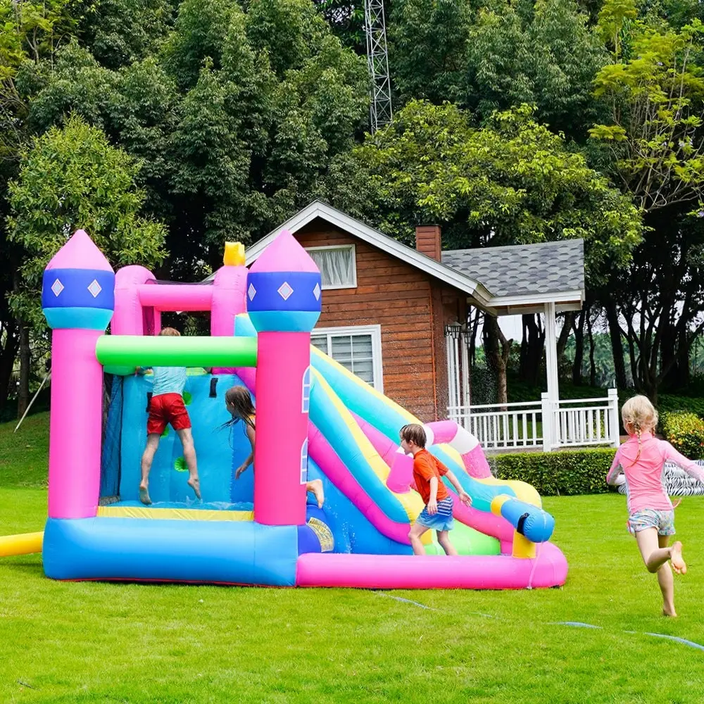 Air My Fun Purple Jumping Castle with Slide and Shooting Gun