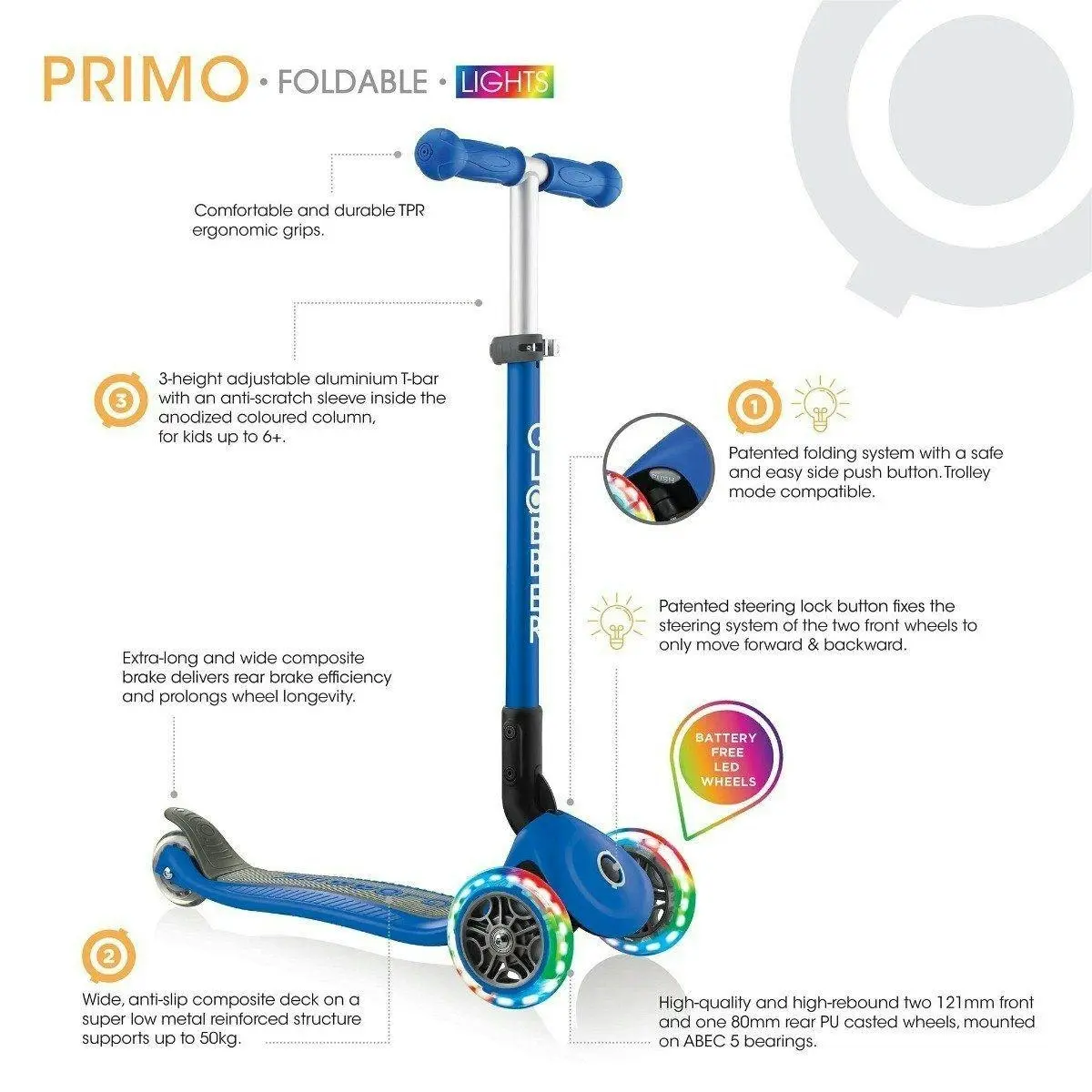 Globber PrimoFoldable Scooter - Navy Blue