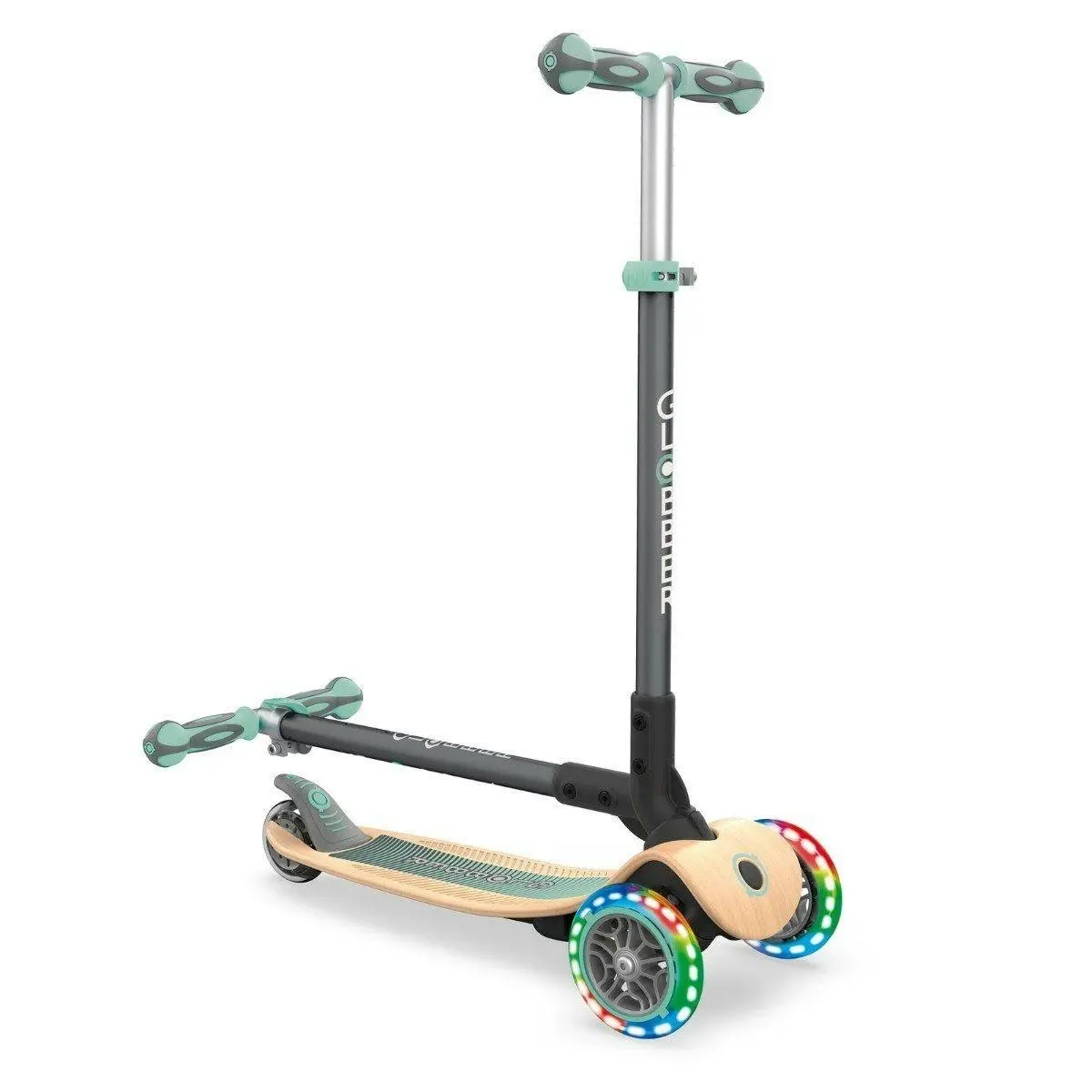 Globber Primo Foldable Wood Scooter with Light - Mint