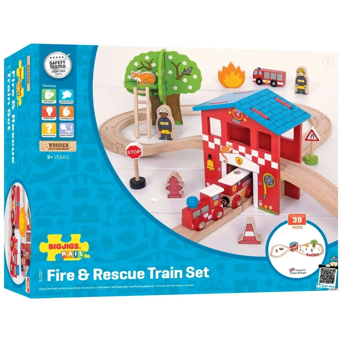 Bigjigs Rail Fire Station Train Set