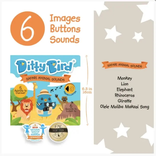 Ditty Bird Safari Animal Sounds Board Book