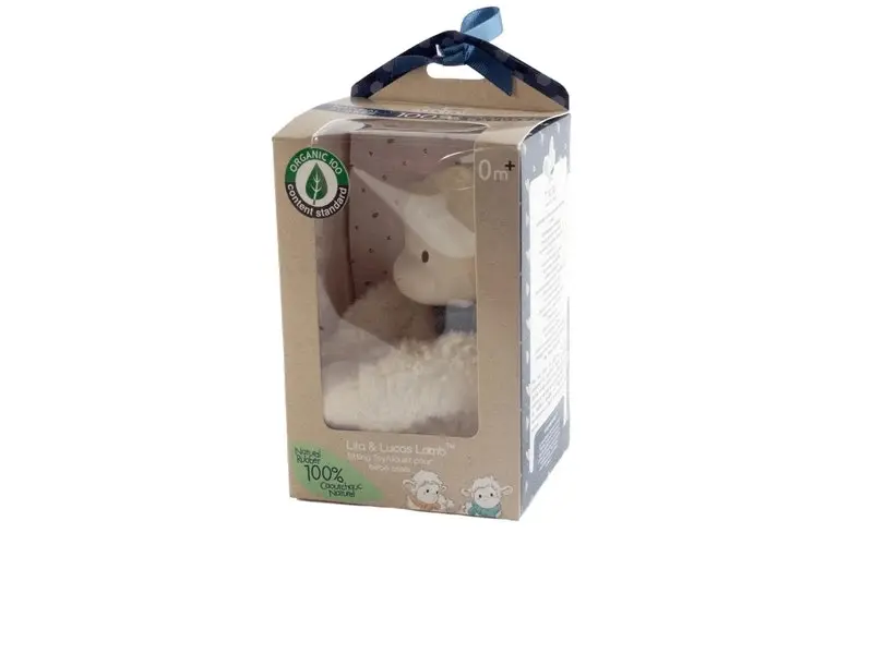 Tikiri Lucas Lamb Toy with Rubber Head - Blue - Window Box