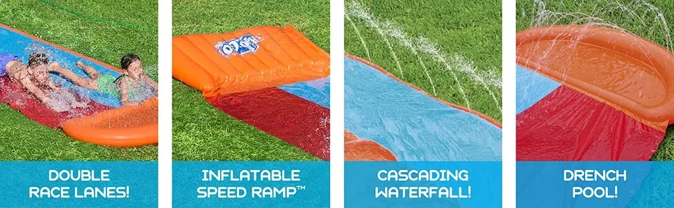 Bestway Kids H20GO Double Water Slide with Ramp - 18'/5.49m