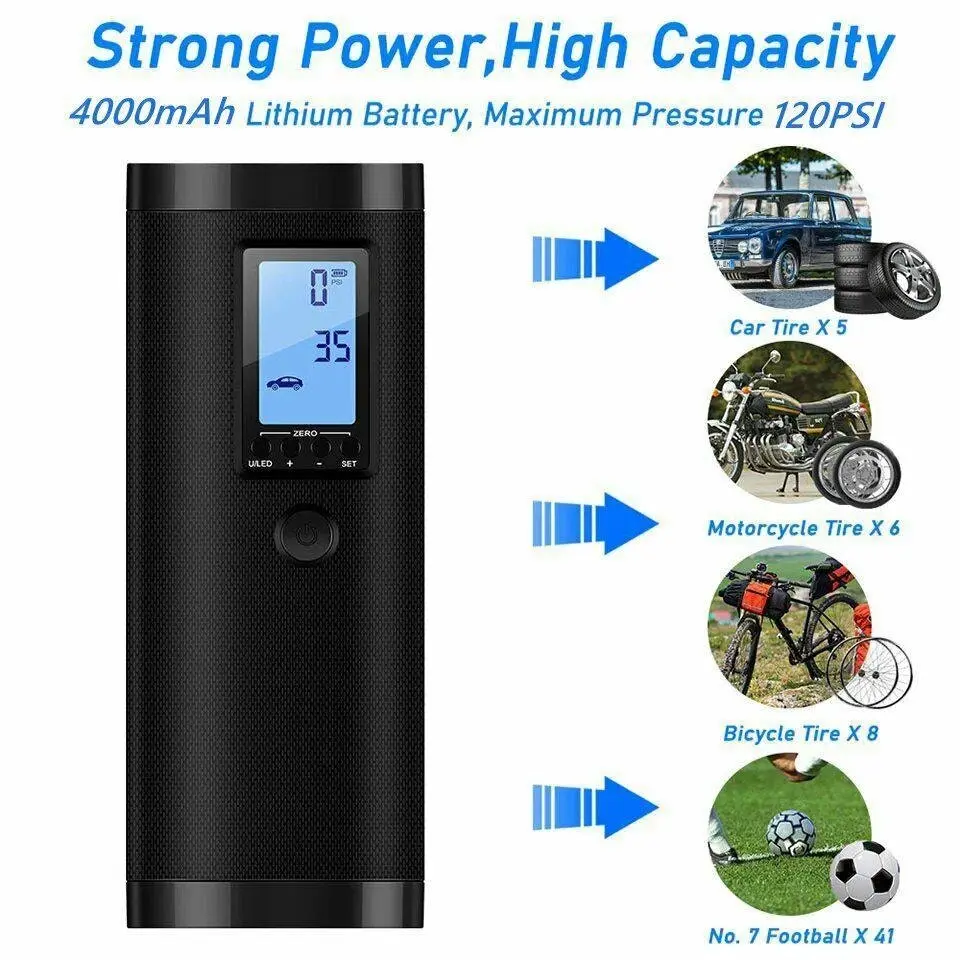 Rechargeable Electric Air Compressor Car Bicycle Inflator Tire Tyre Pump Portable