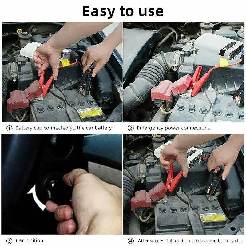 30000mAh Portable Car Jump Starter Pack Vehicle Booster Power Bank Battery Auto