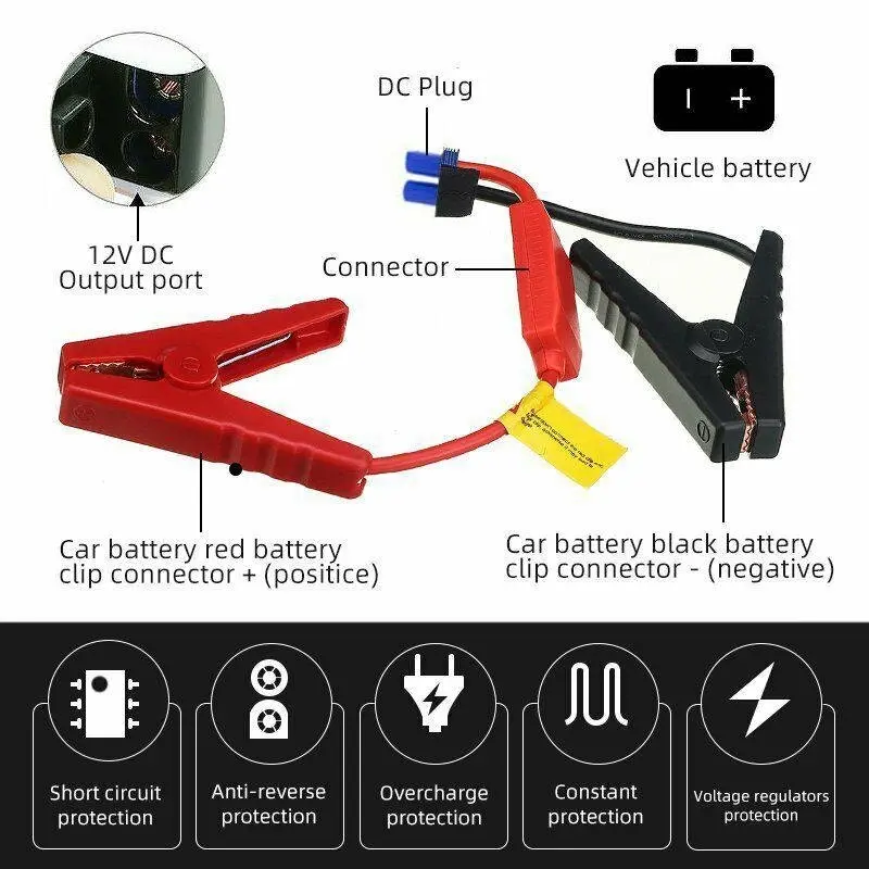 30000mAh Portable Car Jump Starter Pack Vehicle Booster Power Bank Battery Auto