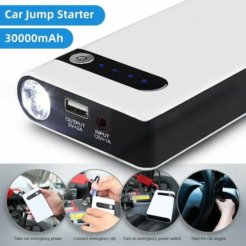 30000mAh Portable Car Jump Starter Pack Vehicle Booster Power Bank Battery Auto