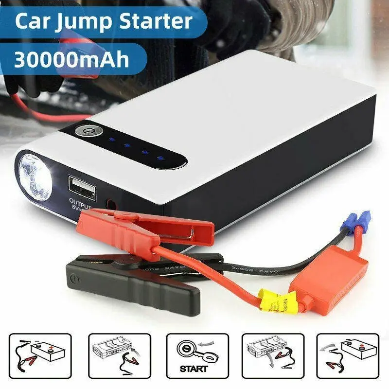 30000mAh Portable Car Jump Starter Pack Vehicle Booster Power Bank Battery Auto