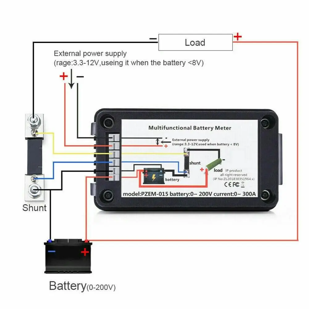 DC Battery Monitor 300A Shunt With wiring Tools For RV Car Solar System Durable