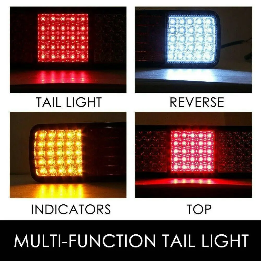 2x 75 LED Tail Lights Stop Indicator Reverse Lamp 24V Trailer Truck Ute Light