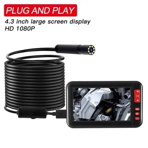 Industrial Endoscope Camera 1080P HD 4.3'' Screen Borescope Inspection Camera