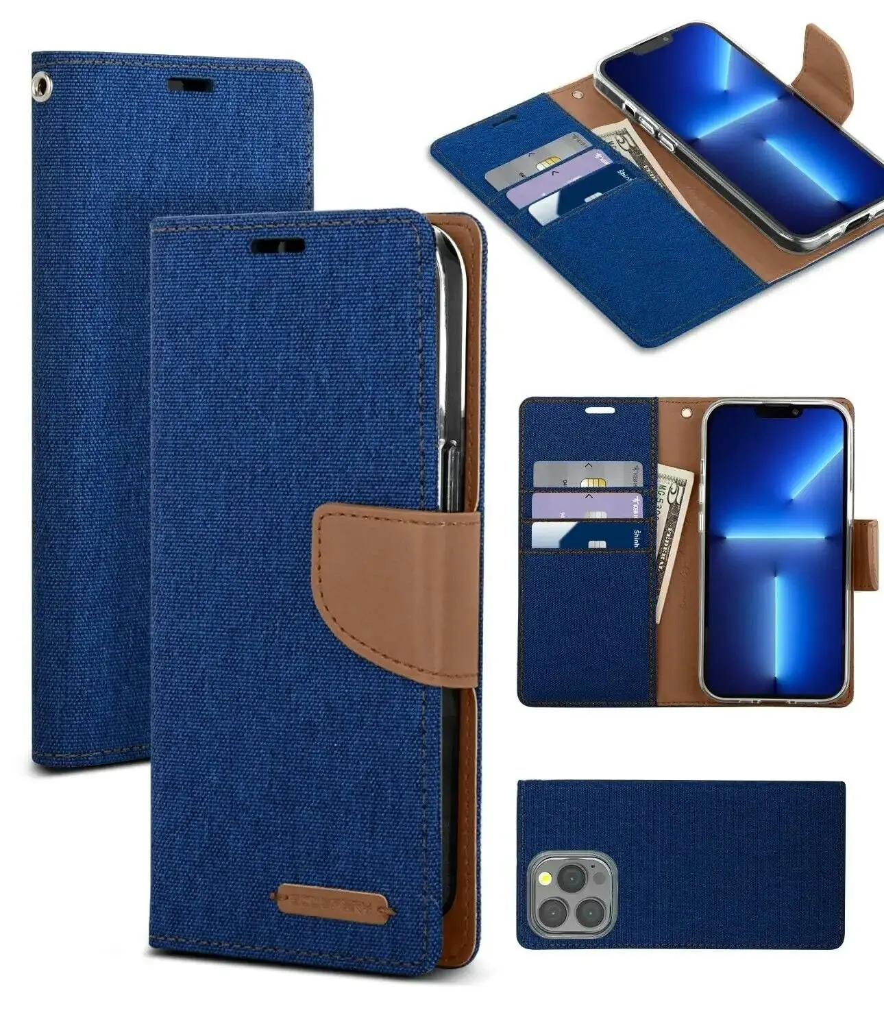 For iPhone X Wallet Flip Denim Case Cover