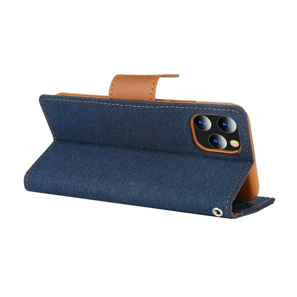 For iPhone X Wallet Flip Denim Case Cover