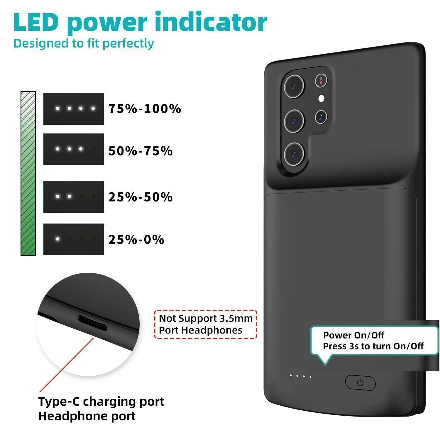 Battery charger case For Samsung Galaxy S23 Power Bank cover