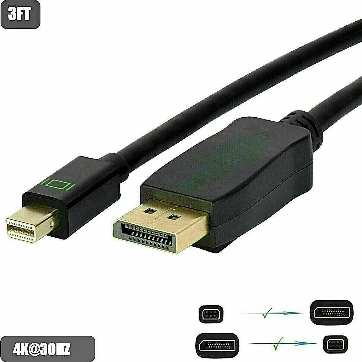 4K 1.8M Mini DisplayPort to Display Port DP 6FT Cable For MacBook Pro Air Mac