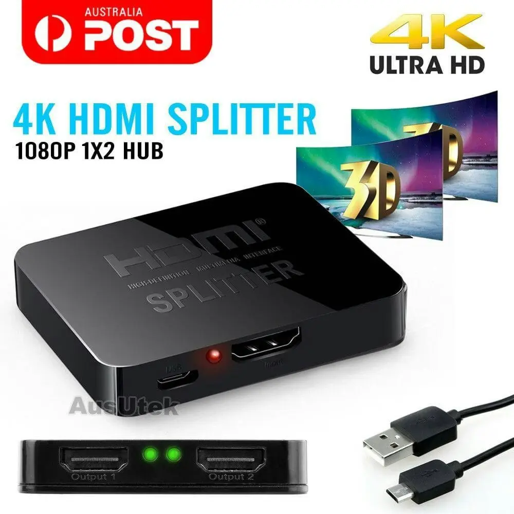 HDMI Splitter 1 in 2 Foxtel 4k 1080p Full HD TV DVD PC Video Duplicator