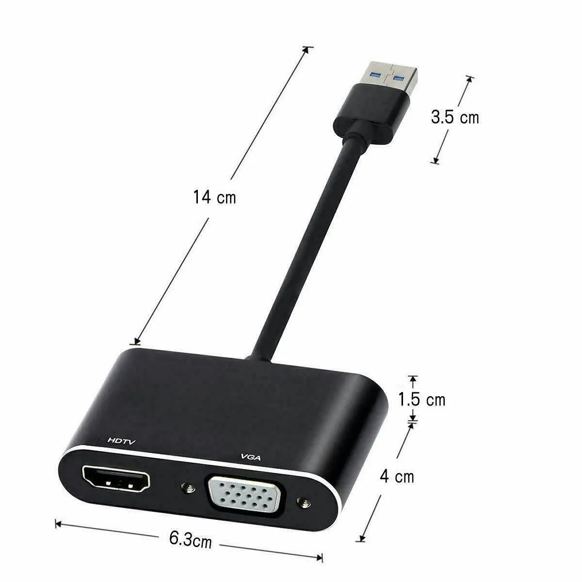 USB 3.0 to HDMI + VGA Full HD 1080p Video Adapter Cable Converter for PC