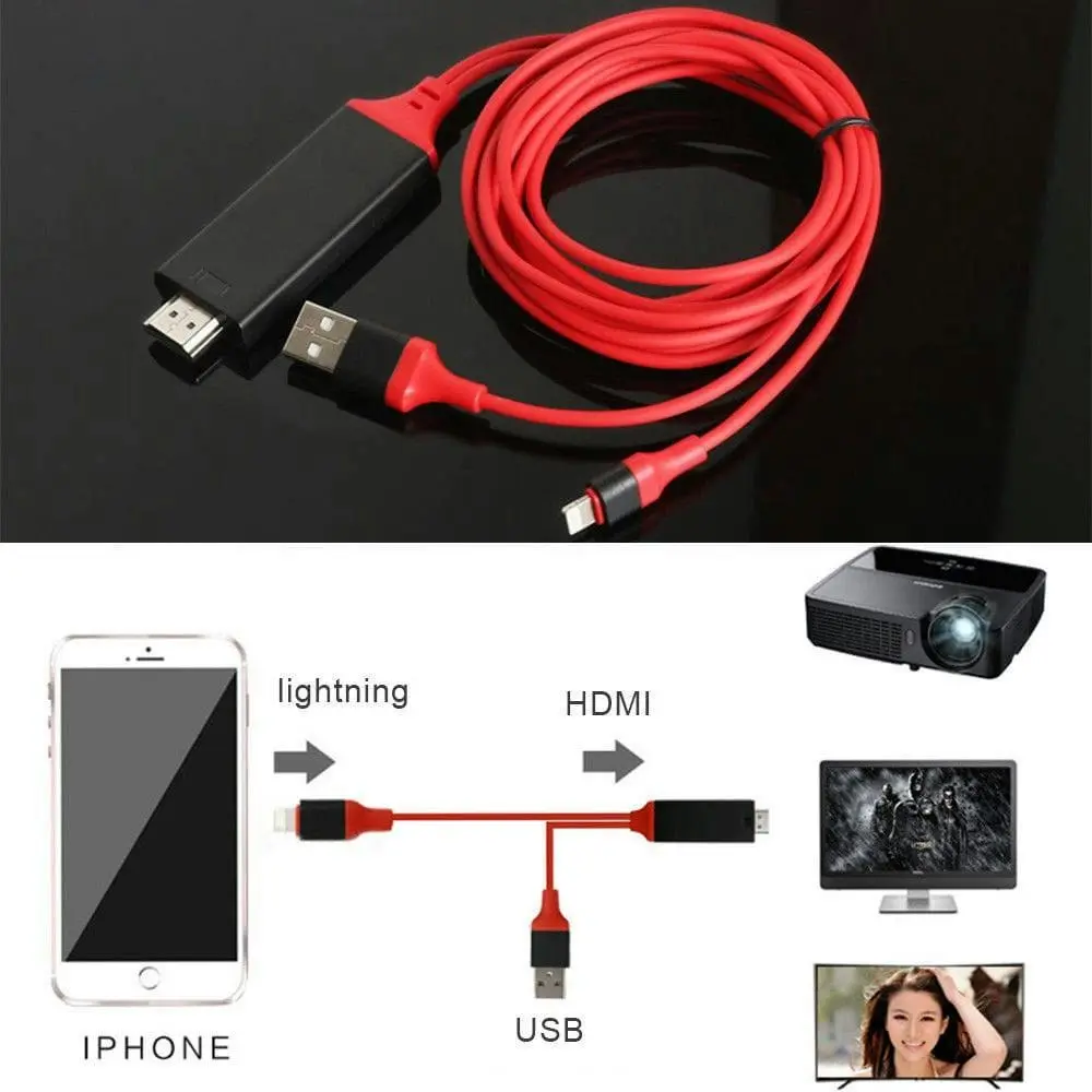 iPhone to HDMI Compatible Cable Digital TV AV Adapter For iPhone 13 12 Pro 11 X XS MAX 8 7