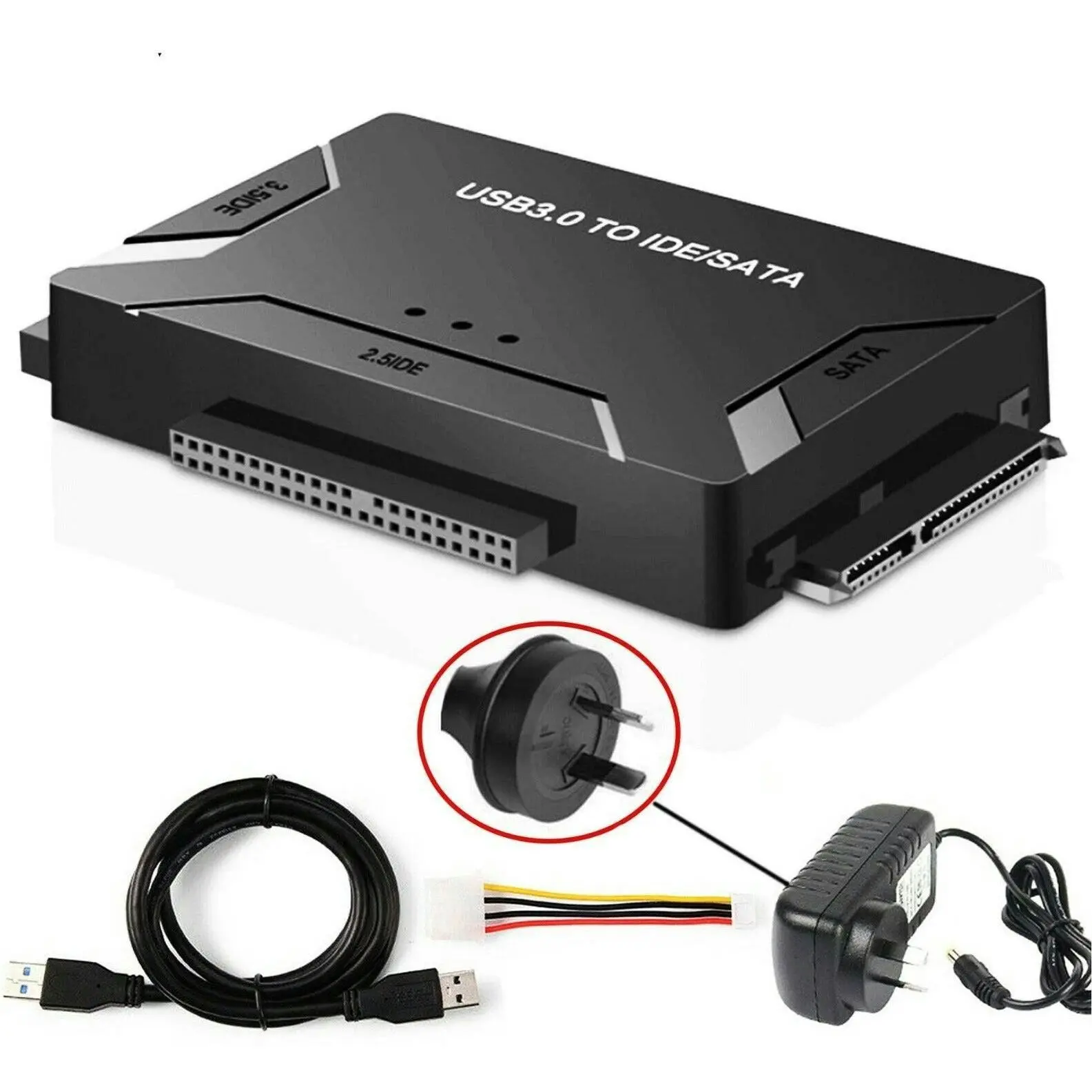 USB 3.0 To IDE SATA 2.5" 3.5" Hard Disk Drive Cable Converter with AC