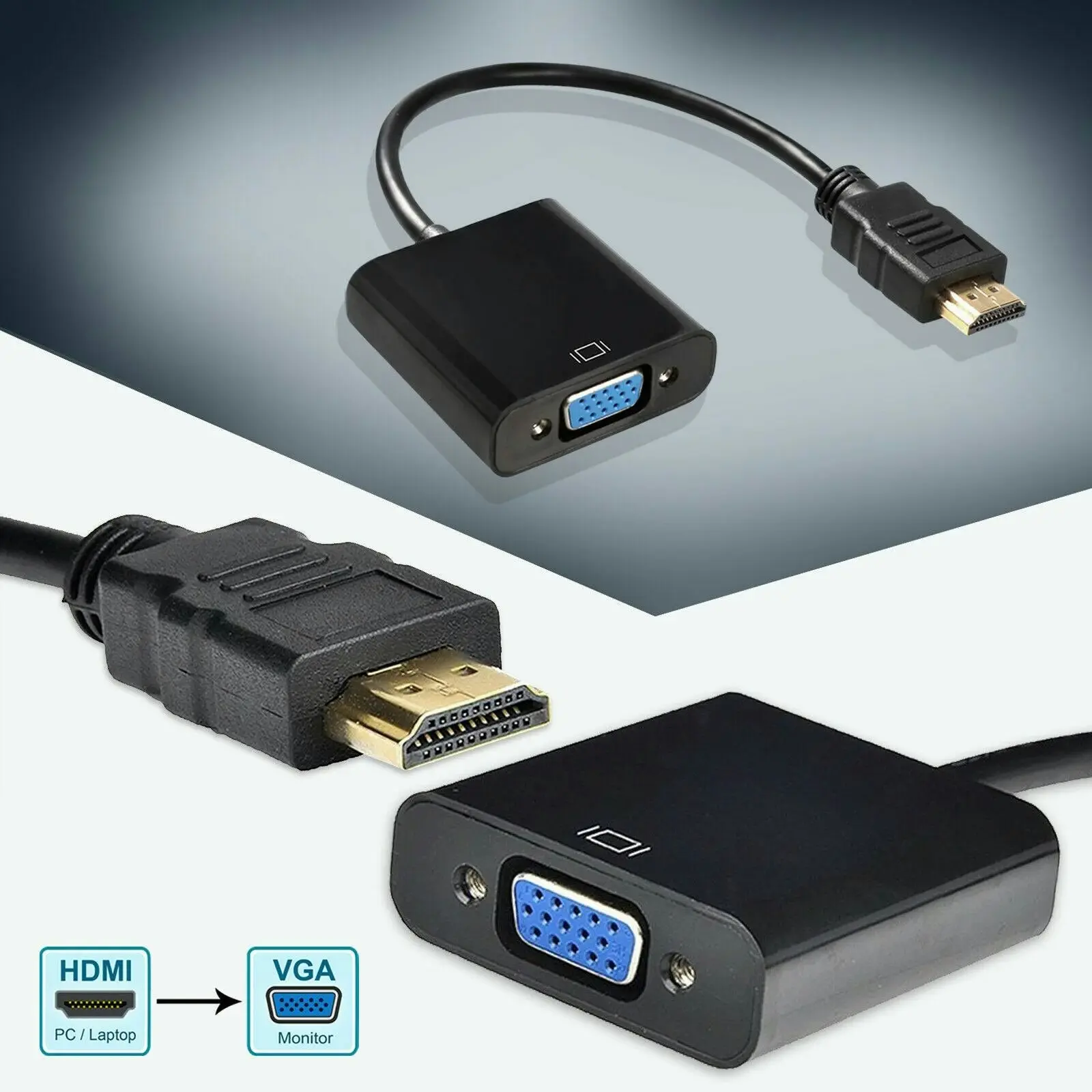 HDMI Male to VGA Female 1080p Adapter Video Cable Converter