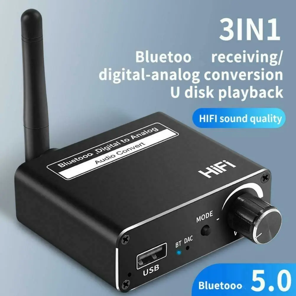 Coaxial Fiber Optic Bluetooth 5.0 Receiver Digital to Analog Audio Converter