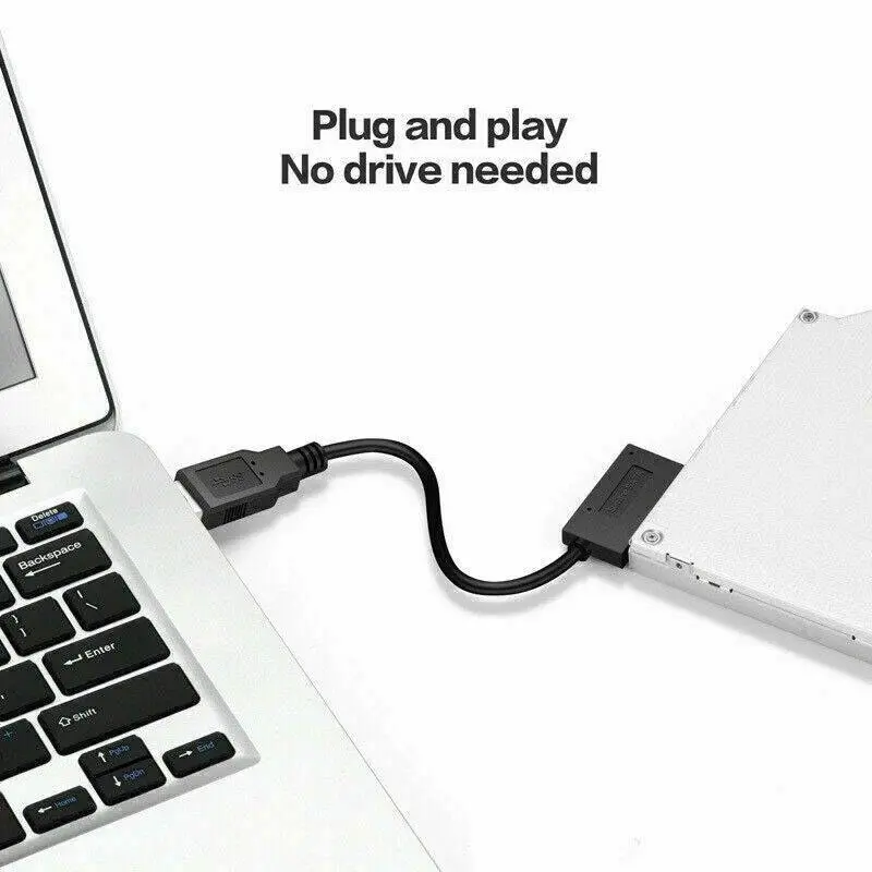 7+6 13Pin Slim SATA to USB CD DVD Rom Optical Hard Drive Cable Adapter Converter