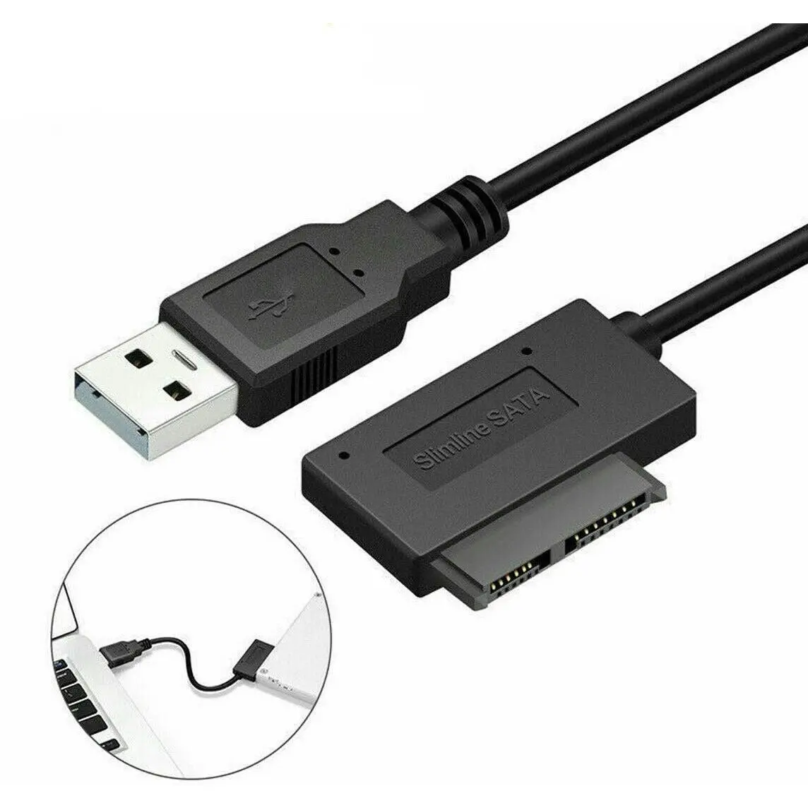 7+6 13Pin Slim SATA to USB CD DVD Rom Optical Hard Drive Cable Adapter Converter