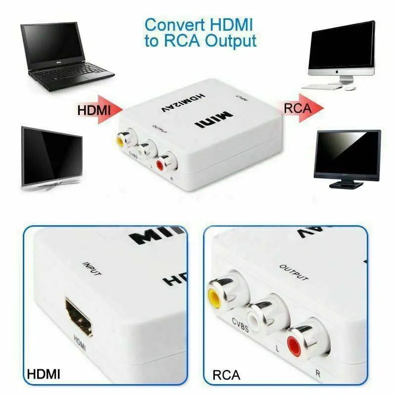 3RCA HDMI To AV Converter CVBS Video Cable HDMI2AV Converter 1080p upscaling