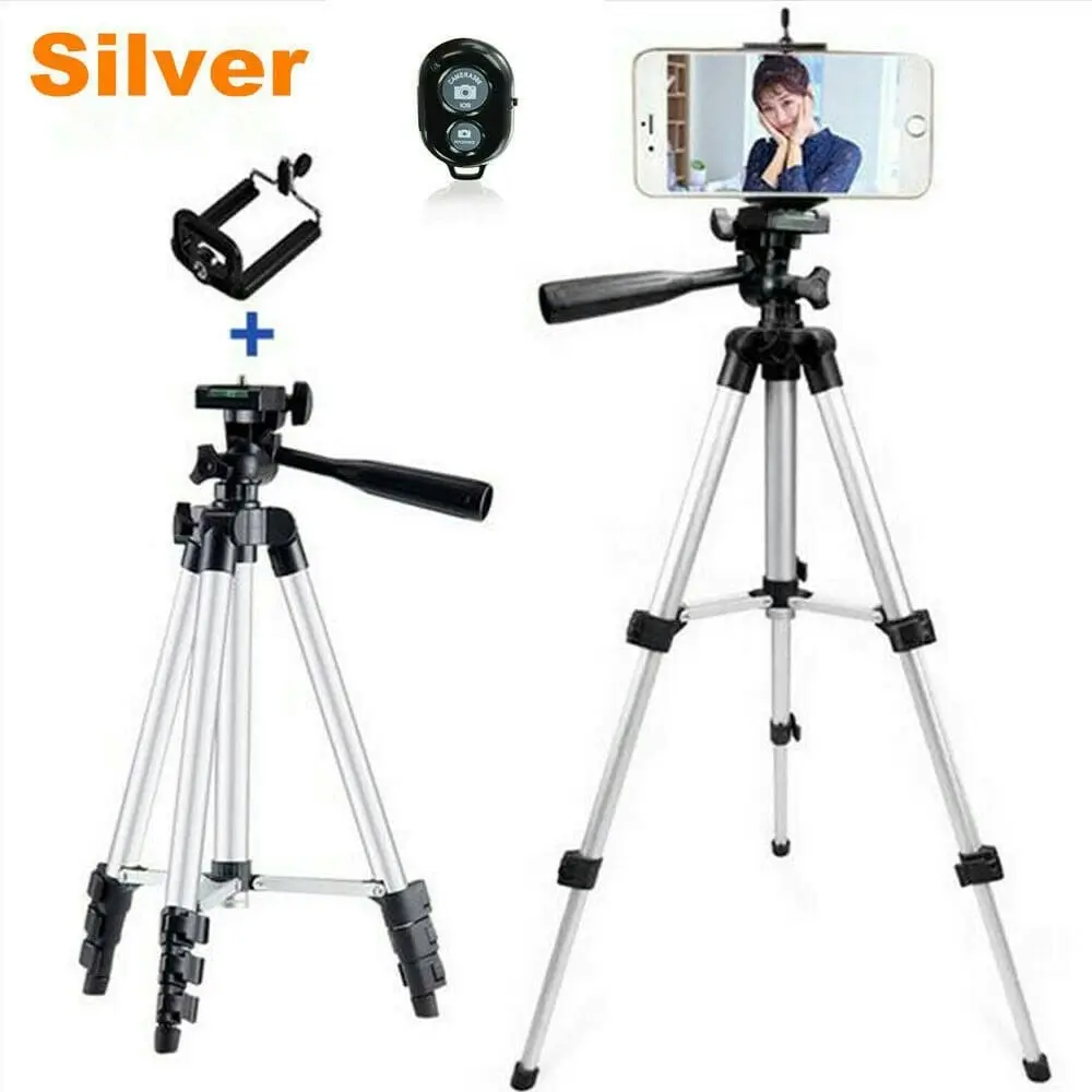 Adjustable Aluminum Tripod Stand Phone Holder For iPhone / Samsung / DSLR etc