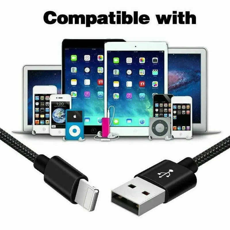 USB Charging Cable Charger Compatible For iPhone 14 13 12 11 7 X XS 8 6s iPads