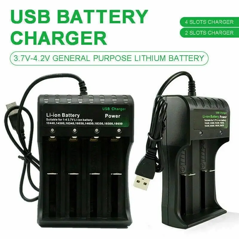 Smart USB 18650 Battery Charger 1 2 4 Slots for 3.7V Rechargeable Battery Charge