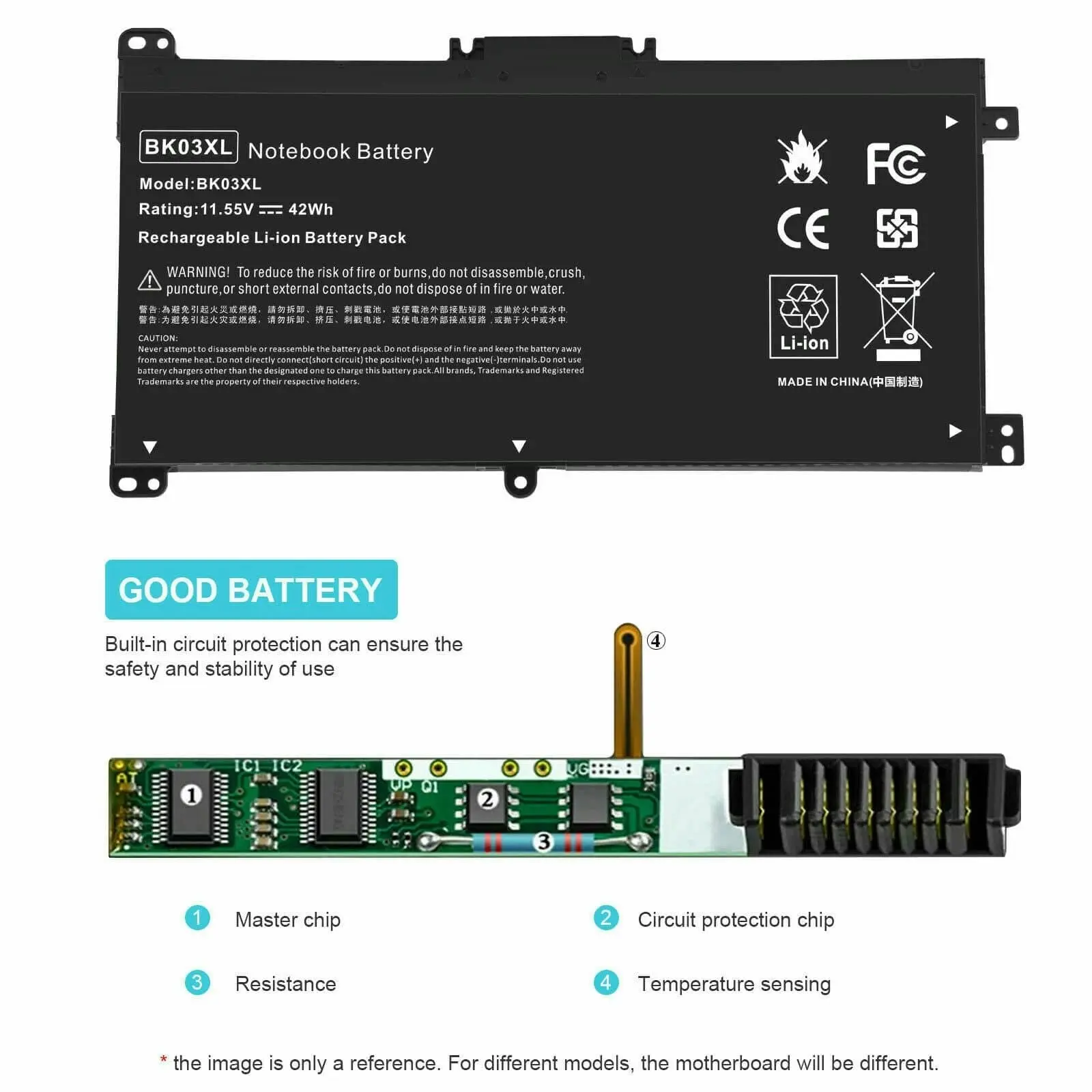 BK03XL Compatible Battery for Hp Pavilion x360 14-ba series HSTNN-UB7G TPN-W125 916366-541