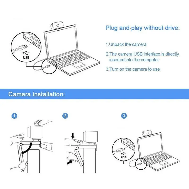 1080P Webcam Full HD USB 2.0 For PC Desktop Laptop Web Camera with Microphone