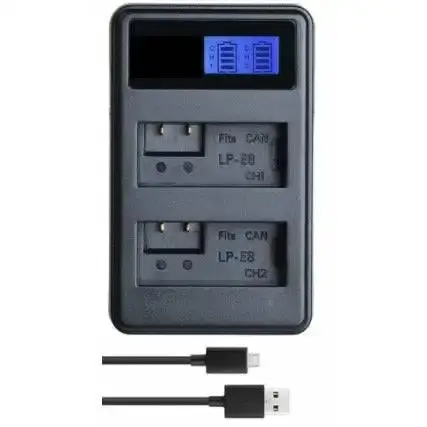 Canon Compatible LP-E8 Battery Replacement + LCD Dual Charger