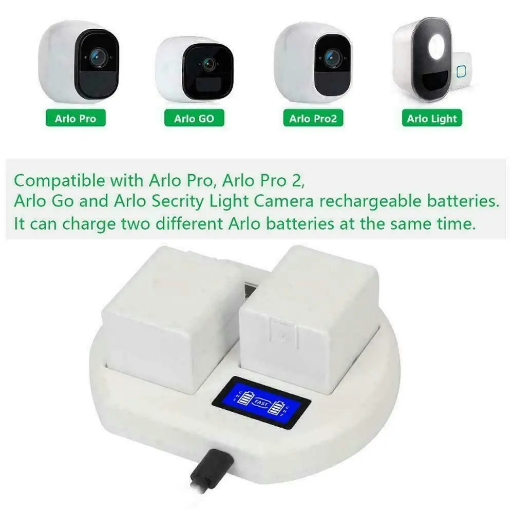 Dual Battery Charger for Arlo Pro 2 with USB Cable & LCD