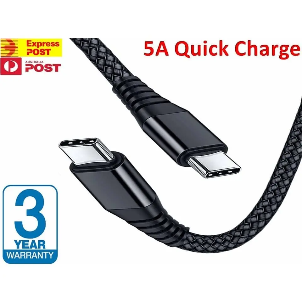 [2 Pack] USB Type C to USB-C Cable Charge PD Quick Charging Data Fast Charger Samsung