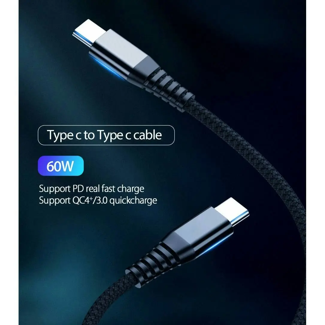 [2 Pack] USB Type C to USB-C Cable Charge PD Quick Charging Data Fast Charger Samsung