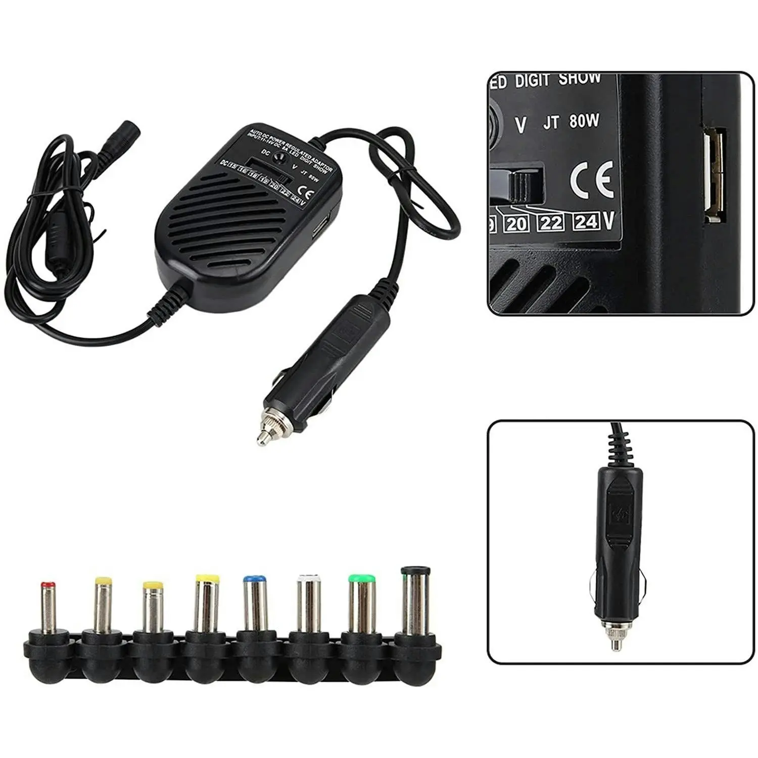 12V 80W Car Laptop Charger Travel Adapter Dell Hp Toshiba Sony Acer Universal