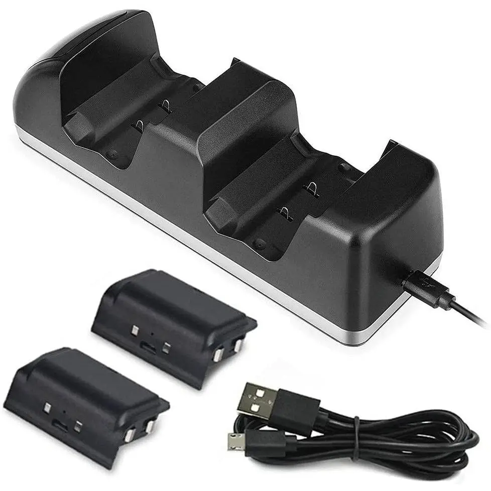 Dual Dock Charger Charging Station + 2 Rechargeable Battery for Xbox One/S/X Controller