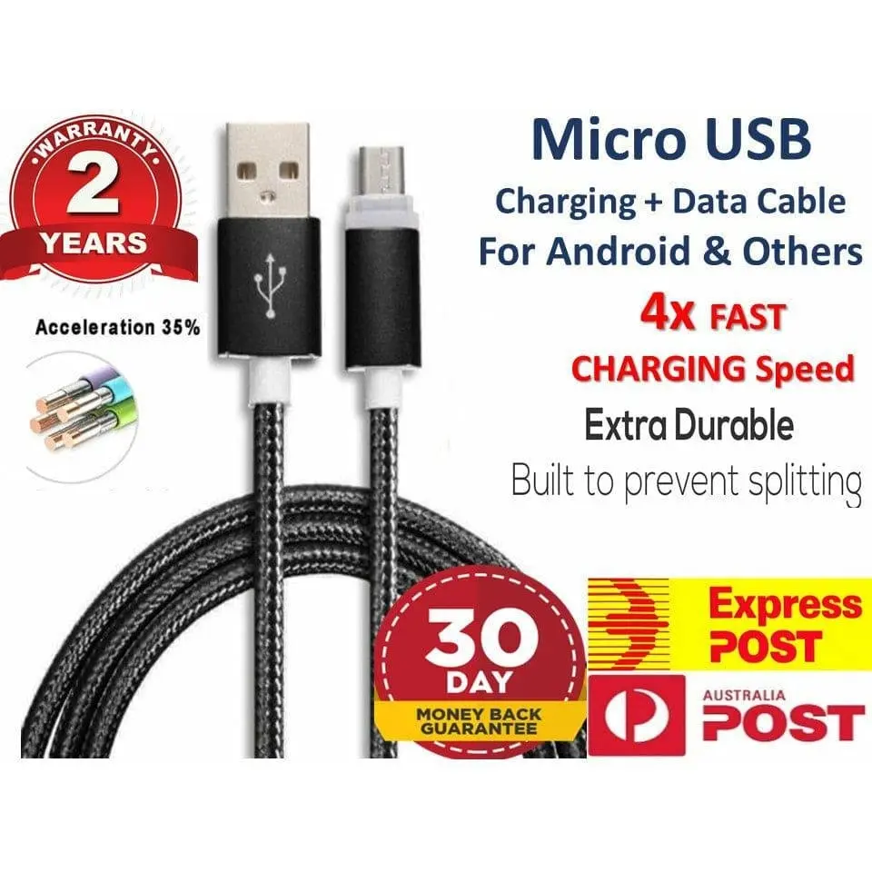 [5Pack] Micro USB Braided Fast Charger Data Sync Cable Cord For Samsung Android Sony LG HTC