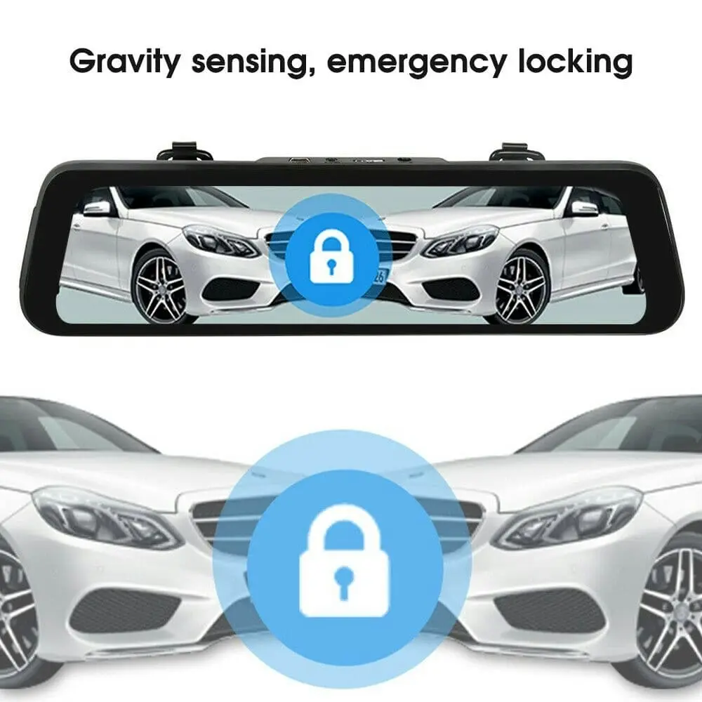 10" 1080P Touch Screen Rear View Mirror Car Dash Cam Reversing Recorder Camera