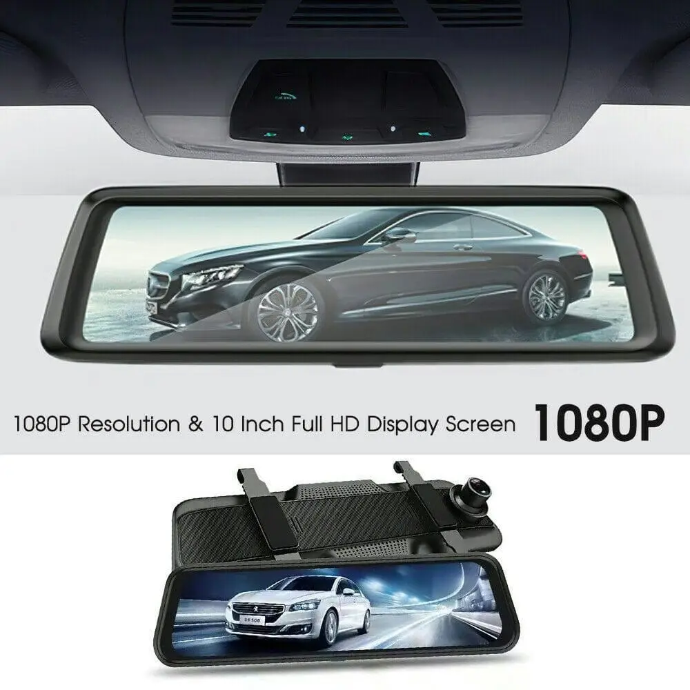 10" 1080P Touch Screen Rear View Mirror Car Dash Cam Reversing Recorder Camera