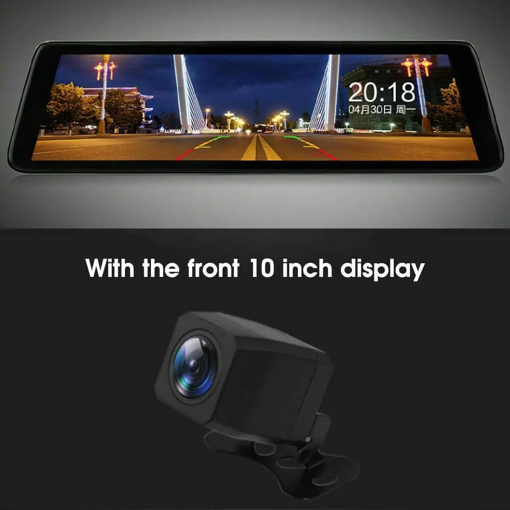 10" 1080P Touch Screen Rear View Mirror Car Dash Cam Reversing Recorder Camera